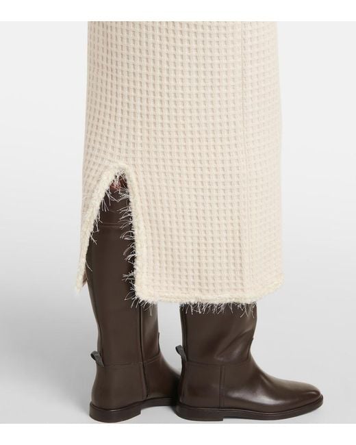 Jardin Des Orangers Natural Distressed Wool And Cashmere Pencil Skirt