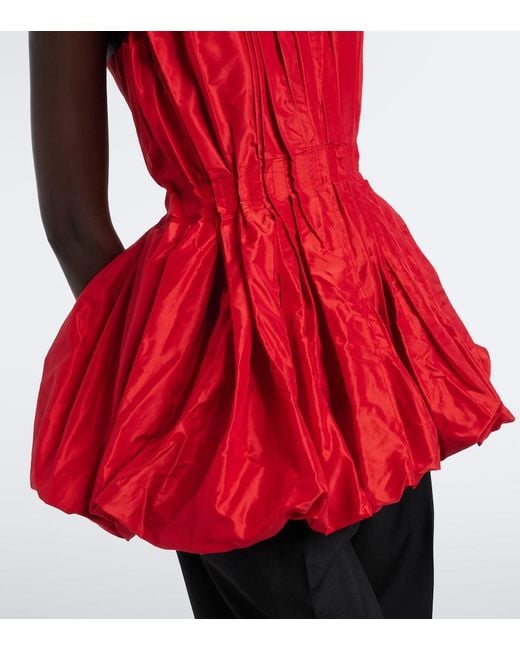 TOVE Red Marina Peplum Silk Taffeta Top