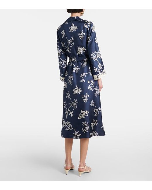 Max Mara Blue Timeo Printed Twill Wrap Dress