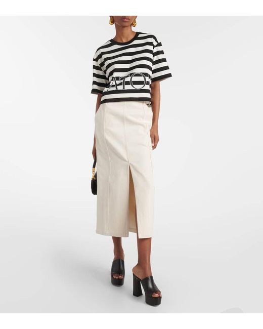 Patou Natural High-rise Denim Maxi Skirt
