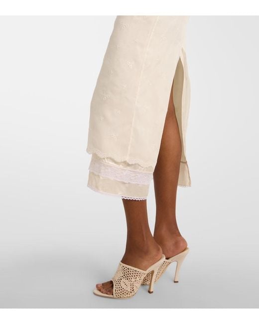 Magda Butrym White Embroidered Silk, Wool And Cotton-Blend Midi Dress