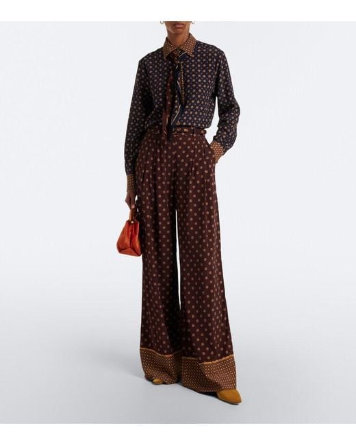 Zimmermann Red Belted Printed Wide-Leg Pants