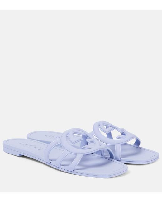 Gucci White Interlocking G Slides