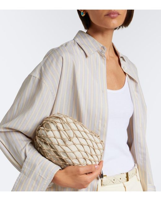 SAVETTE White Macrame Small Leather Pouch