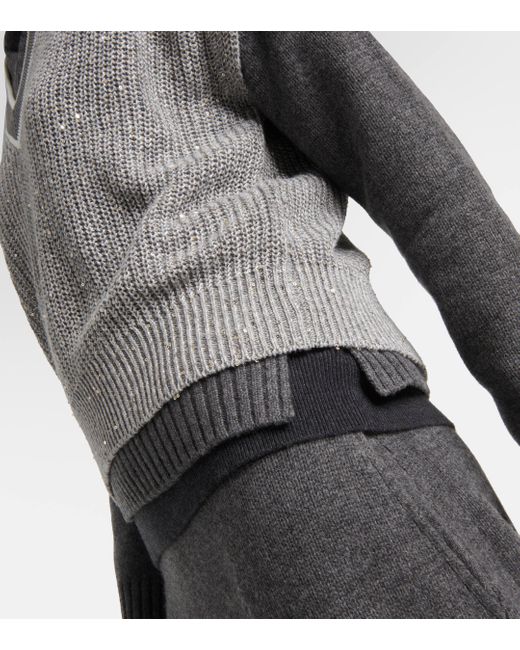 Brunello Cucinelli Gray Linen-blend Sweater Vest