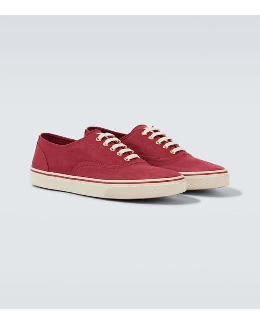 Zapatillas De Lona Con Piel Brunello Cucinelli de hombre de color Red