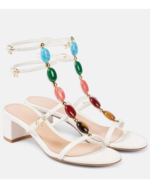 Gianvito Rossi Pink Verzierte Sandalen 45 Aus Leder