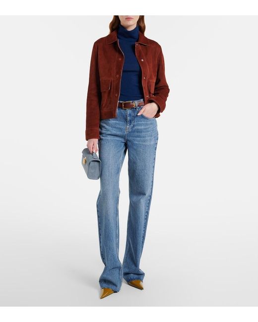 SAVETTE Blue Symmetry Pochette Mini Suede Top-Handle Bag