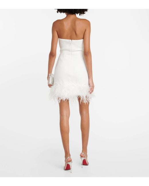 Rebecca Vallance White Bridal Evelyn Feather-trimmed Minidress