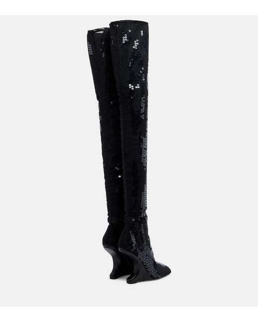 Rick Owens Black Cantilever Embellished Leather Boots