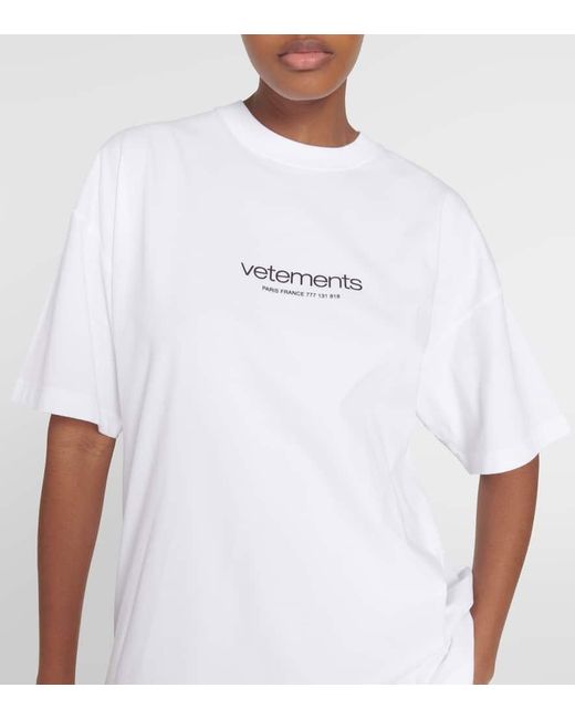 Camiseta de jersey de algodon con logo Vetements de color White