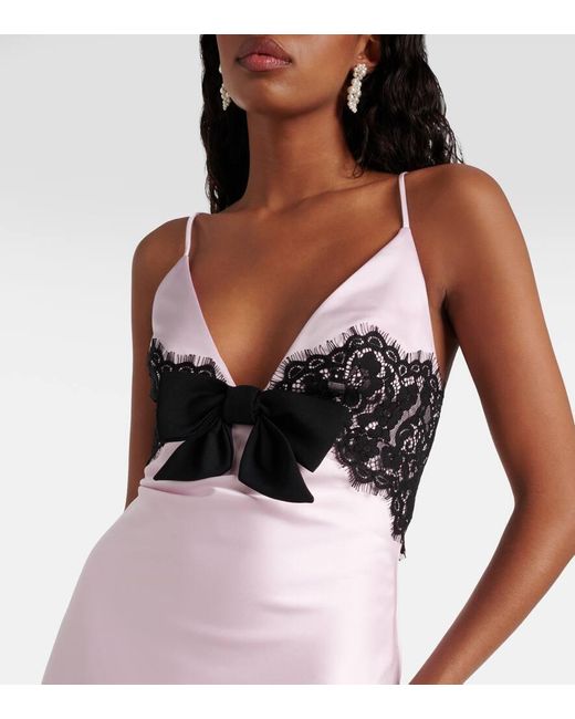 Rasario Lace-Trimmed Satin Gown in Pink | Lyst Rasario Lace-Trimmed Satin Gown in Pink | Lyst