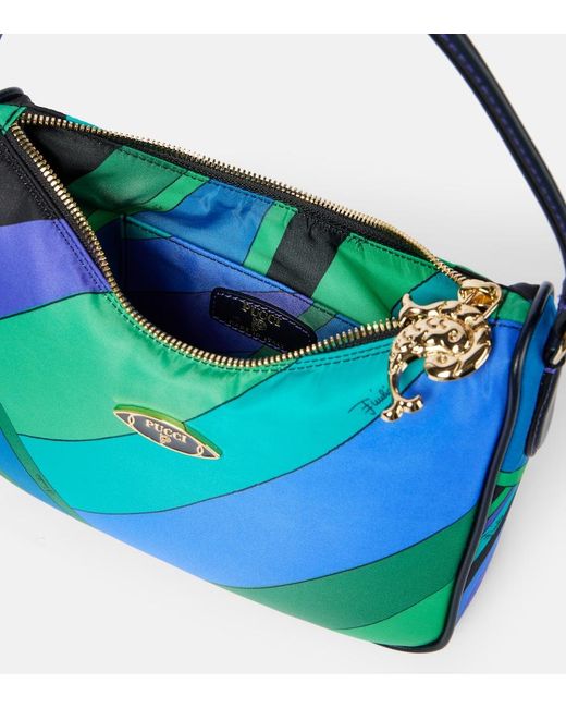 Emilio Pucci Blue Yummy Leather-Trimmed Shoulder Bag