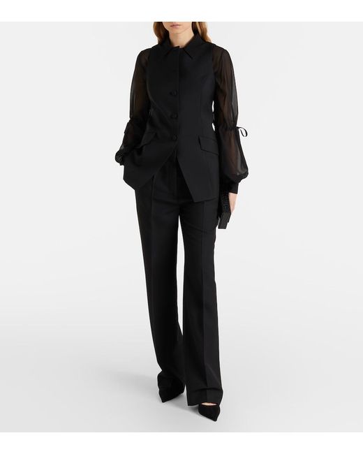 Nina Ricci Black Sheer Silk Blouse