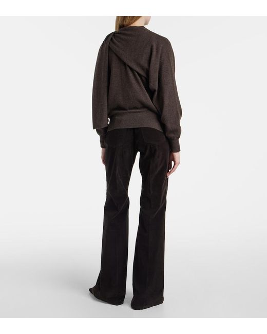 Ferragamo Brown Draped Cashmere Cardigan