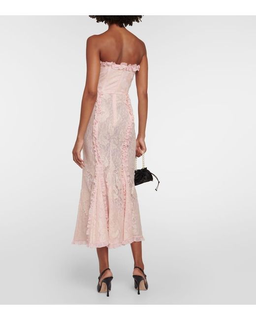 Alessandra Rich Pink Bow-detail Lace Gown