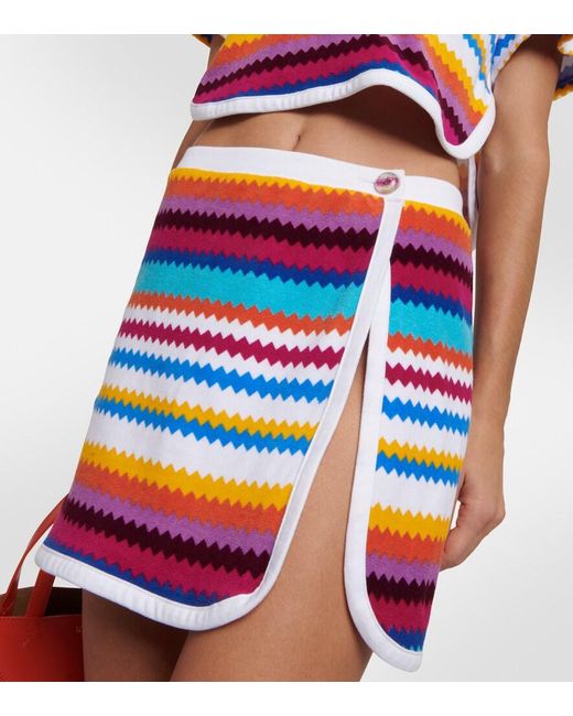 Missoni Red Striped Knitted Cotton-Blend Miniskirt