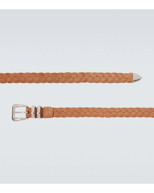 Brunello Cucinelli Brown Braided Suede Belt for men