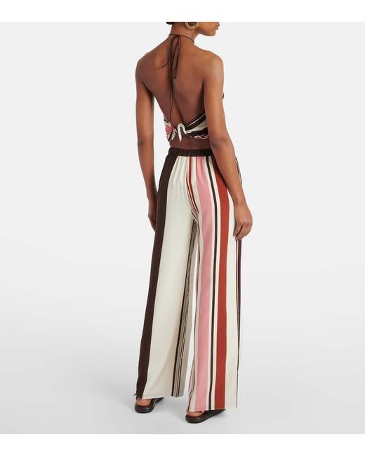 Sir Red Thistle Striped Open-Back Silk Satin Top