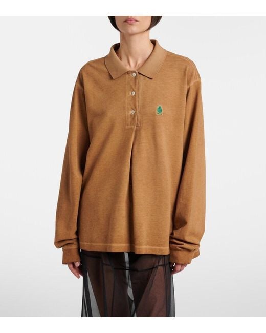 Prada Brown Oversized Cotton Pique Polo Shirt