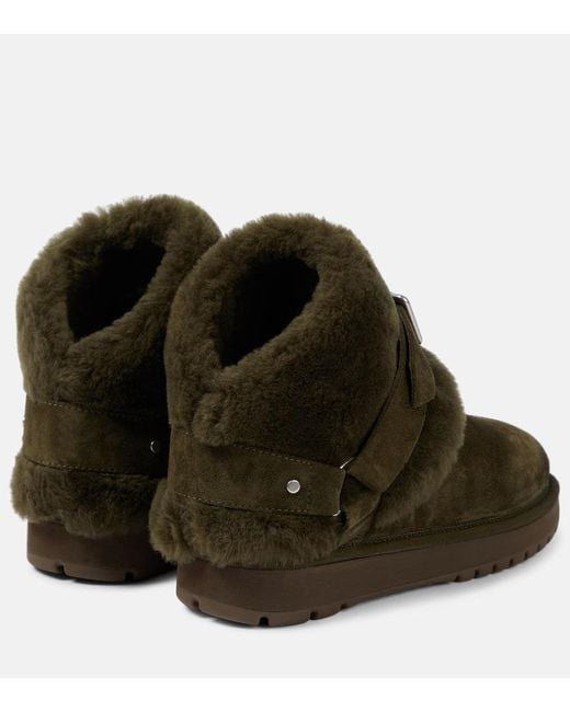 Burberry Green Ankle Boots Aus Veloursleder Mit Shearling