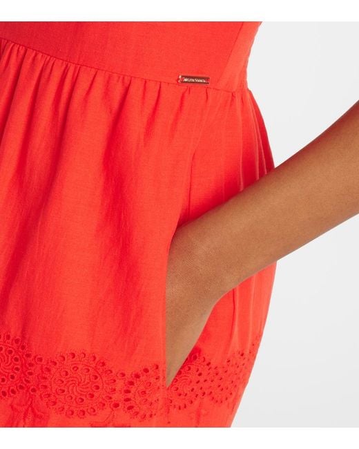 Melissa Odabash Red Sophie Broderie Anglaise Cotton Maxi Dress