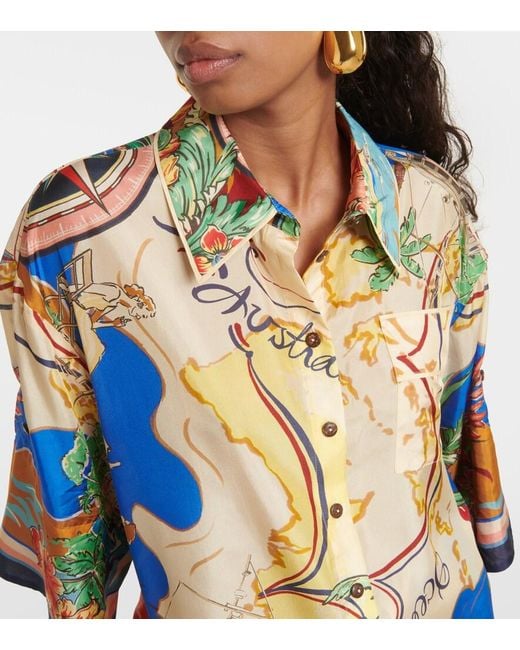 Zimmermann Blue Alight Nautical Map-print Shirt