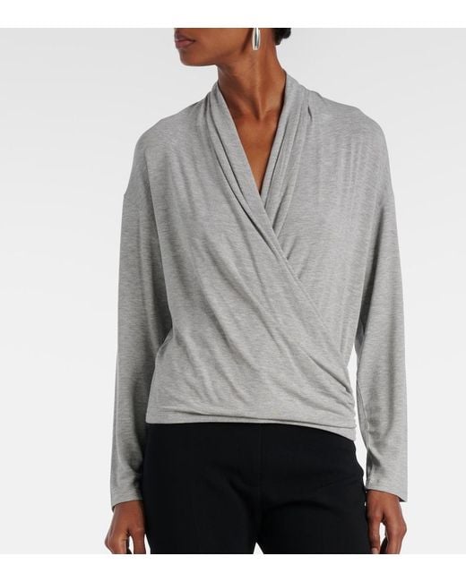 Vince Gray Draped Jersey Top