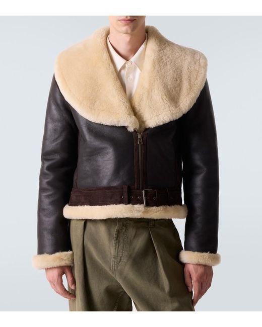 J.W. Anderson Black Shearling-Trimmed Leather Jacket for men