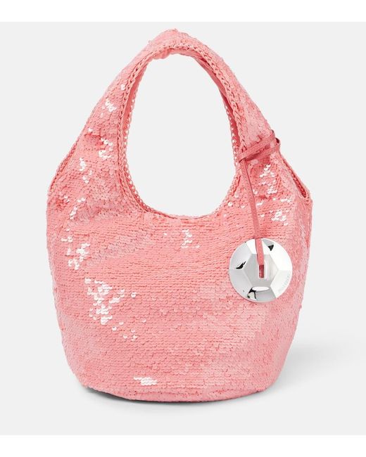 J.W. Anderson Pink Mini Sequined Tote Bag