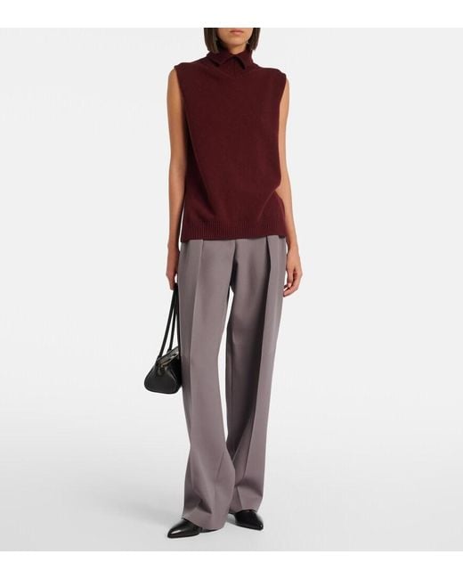 Jil Sander Red Wool Turtleneck Sweater Vest