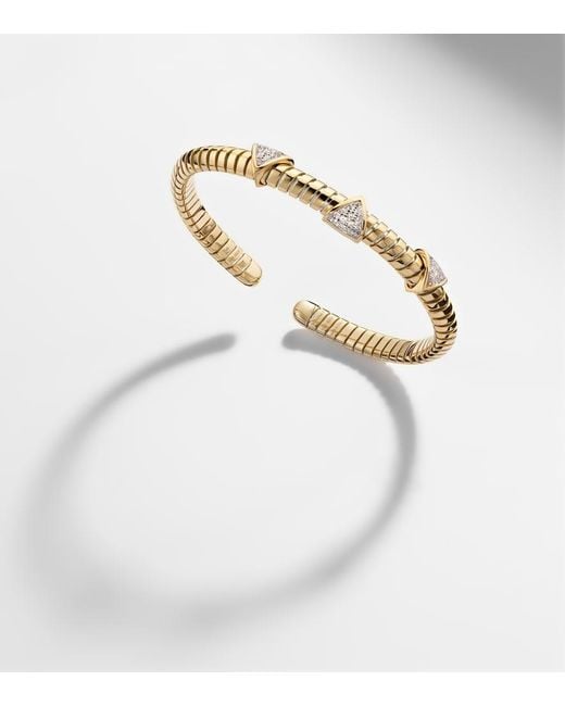 Marina B Metallic Trisolina 3 Station 18Kt Cuff Bracelet With Diamonds