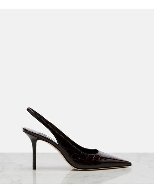 Jimmy Choo Black Love Croc-Effect Leather Slingback Pumps
