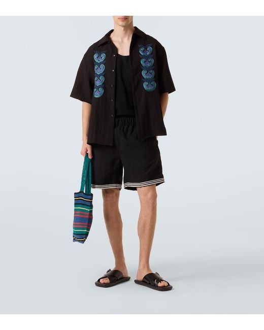 Commas Black Embroidered Shirt for men