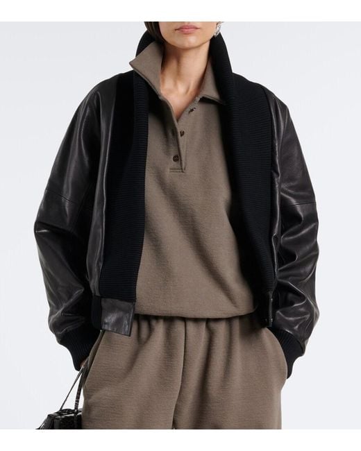 Magda Butrym Green Cotton-Blend Fleece Polo Sweater