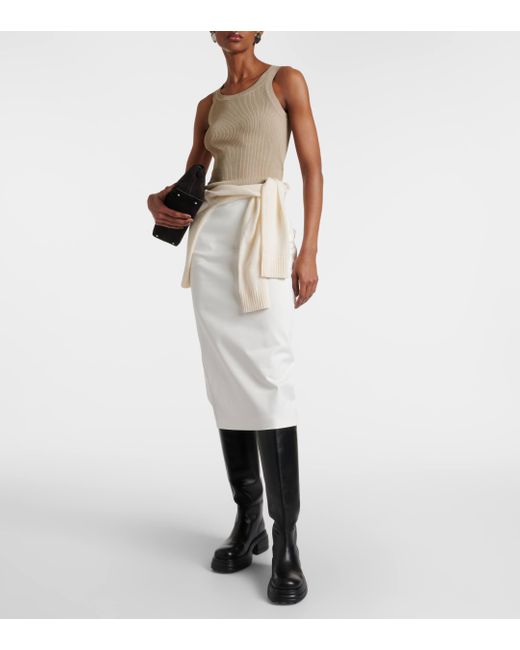 Max Mara White Zulia Cotton-blend Midi Skirt