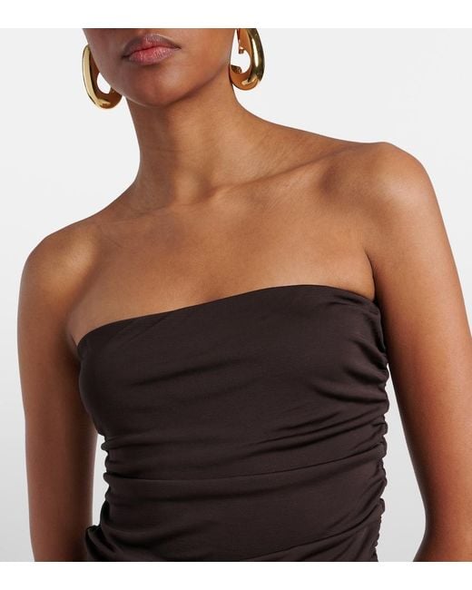 Staud Black Mariana Shirred Jersey Maxi Dress