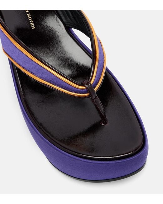 Dries Van Noten Blue Satin Thong Sandals