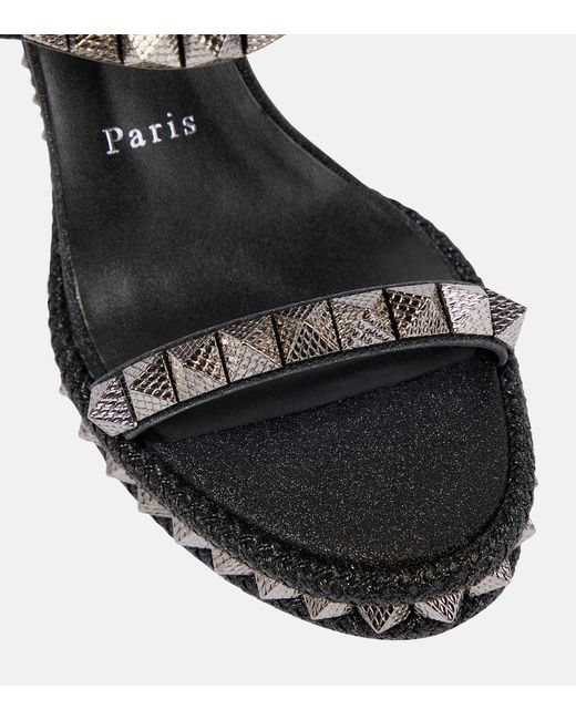 Christian Louboutin Black Pyraclou Embellished Leather Espadrilles