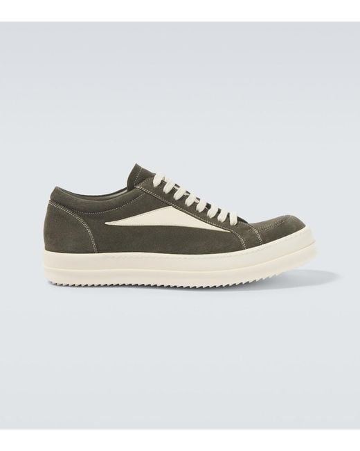 Rick Owens White Vintage Suede Sneakers for men