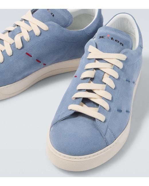 Kiton Blue Suede Sneakers for men
