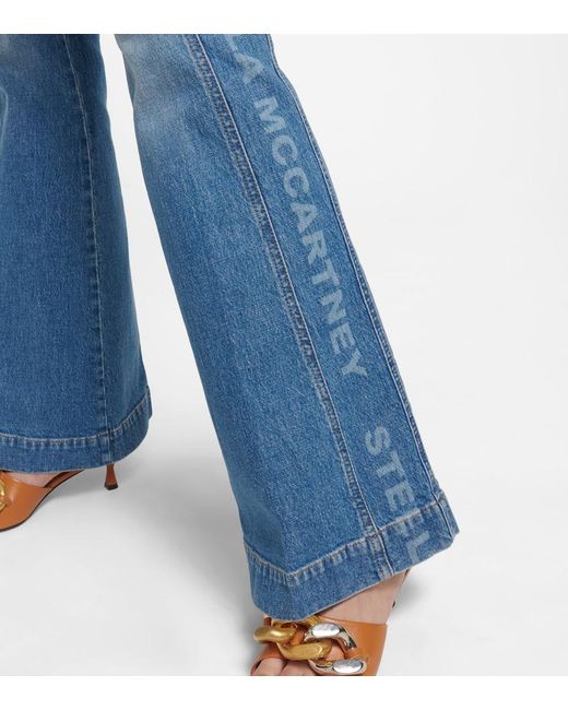 Stella McCartney Blue Logo Mid-rise Flared Jeans