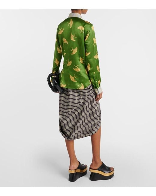 Chemise Imprimee En Satin De Soie Dries Van Noten en coloris Green