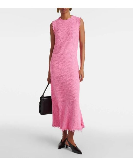 Vestido largo de boucle de algodon Jil Sander de color Pink