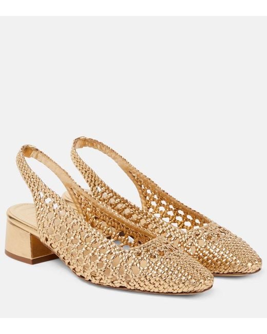 Souliers Martinez Natural Nova Terragona Leather Slingback Pumps