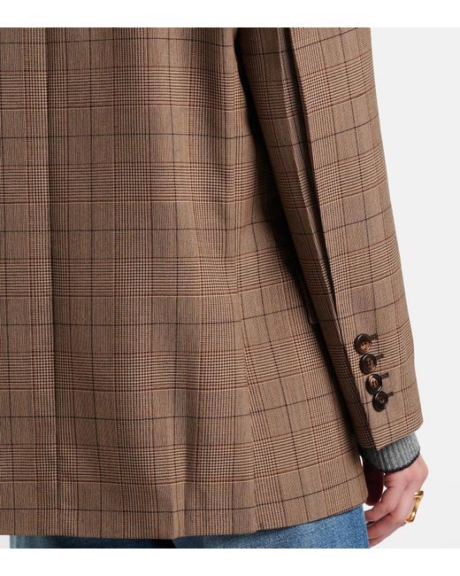Chloé Brown Checked Wool Blazer