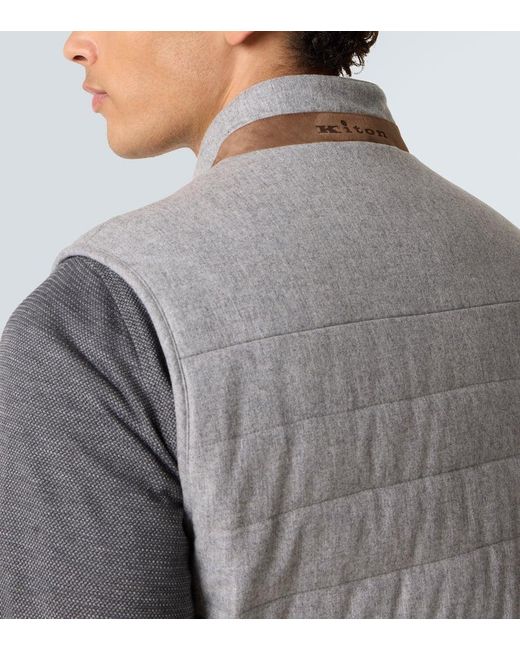 Kiton Weste Aus Kaschmirgemisch Mit Veloursleder in Gray für Herren