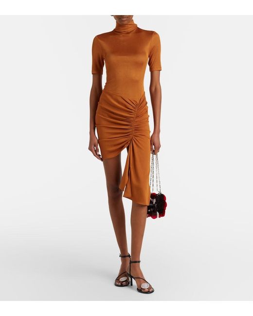 Christopher Esber Brown Fusion Ruched Minidress