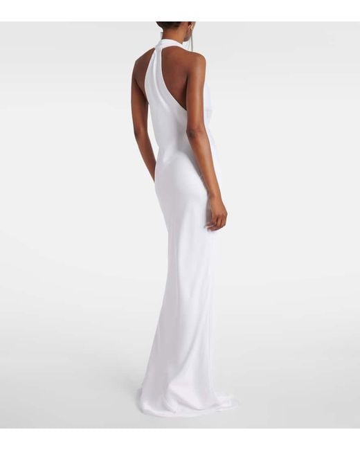 Vestido De Fiesta Drapeado Con Cuello Halter Norma Kamali de color White