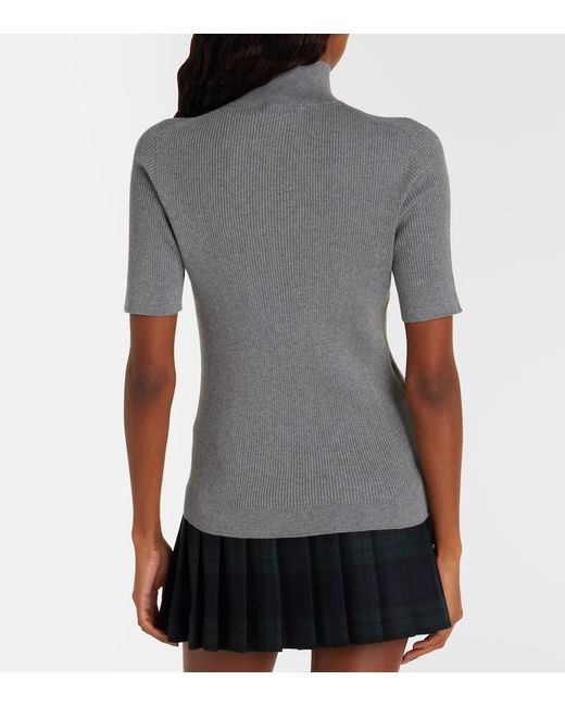 Miu Miu Gray Cotton Half-Zip Sweater